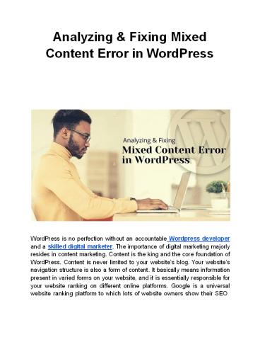 Analyzing & Fixing Mixed Content Error in WordPress