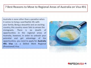 7 Best Reasons to Move to Regional Areas of Australia on Visa 491