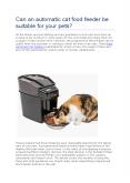 Can an automatic cat food feeder be suitable for your pets? PowerPoint PPT Presentation