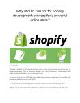 Why should You opt for Shopify development services for a powerful online store? (1)