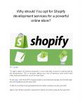 Why should You opt for Shopify development services for a powerful online store?