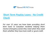 Short Term Payday Loans - No Credit Check