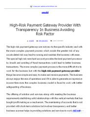 High-Risk Payment Gateway Provider with transparency in business avoiding risk factor