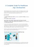 A COMPLETE GUIDE FOR HEALTHCARE APP DEVELOPMENT PowerPoint PPT Presentation