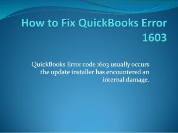 QuickBooks Error 1603 Windows 10