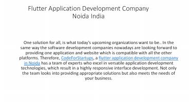 Flutter Application Development Company Noida India presentation | free ...