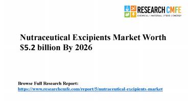 Nutraceutical Excipients Market Size USD 5.2 billion by 2026 | Researchcmfe