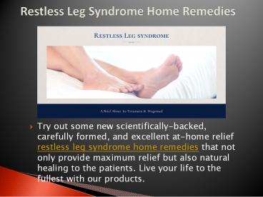 Natural Remedies for Restless Legs