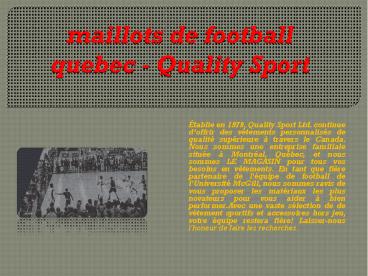 maillots de football quebec - Quality Sport