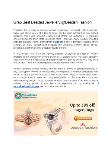 Grab Best Beaded Jewellery @BeadsNFashion