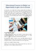 Educational Courses in Dubai an Opportunity to give rise to Dream PowerPoint PPT Presentation