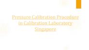 Pressure Calibration Procedure Singapore