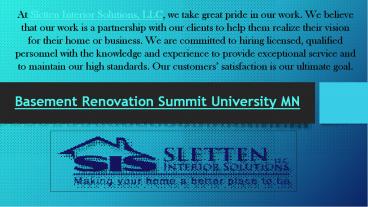 Basement Renovation Summit University MN