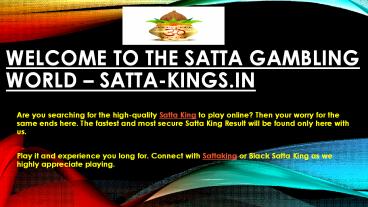 Trusted satta king gambling, black satta king game