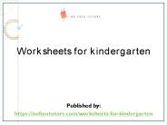 Worksheets for kindergarten