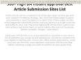 High DA Best Free Article Submission Sites List With Instant Approval PowerPoint PPT Presentation