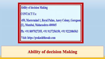 Ability of decision Making