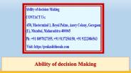 Ability of decision Making