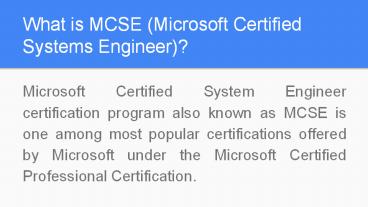 PPT – MCSE Course in Delhi PowerPoint presentation | free to download ...