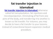 fat transfer injection in Islamabad