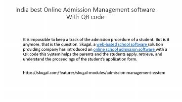 India best Online Admission Management software With QR code