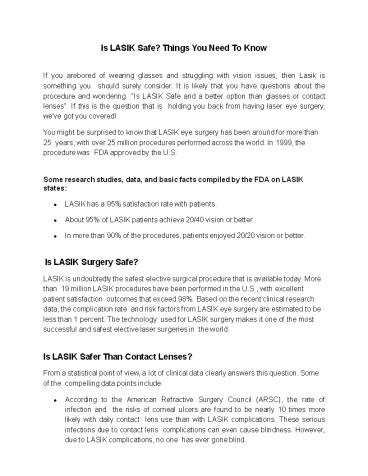 Is LASIK Safe Things You Need To Know