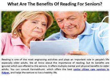 What's the Senior Reading Benefit?