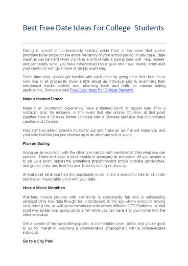 Best Free Date Ideas For College Students