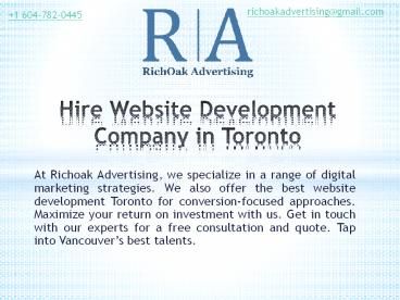Hire Website Development in Toronto