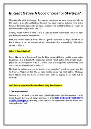 Is React Native A Good Choice for Startups?