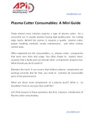 Plasma Cutter Consumables: A Mini Guide