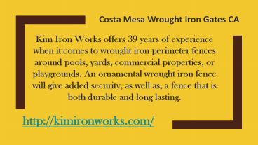 Costa Mesa Wrought Iron Gates CA