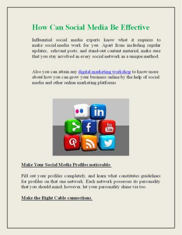 How Can Social Media Be Effective