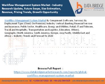 Workflow Management System Market - Industry Research Update, Future Scope, Size Estimation, Revenue, Pricing Trends, Growth Opportunity