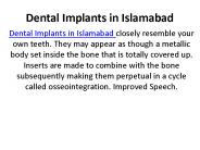 Dental Implants in Islamabad