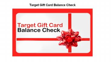 Target Gift Card Balance Check