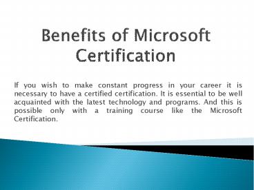 Benefits of Microsoft Certification