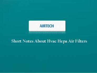 Hvac Hepa Air Filters Supplier