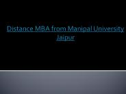distance MBA from Manipal University Jaipur