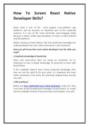 How To Screen React Native Developer Skills? 