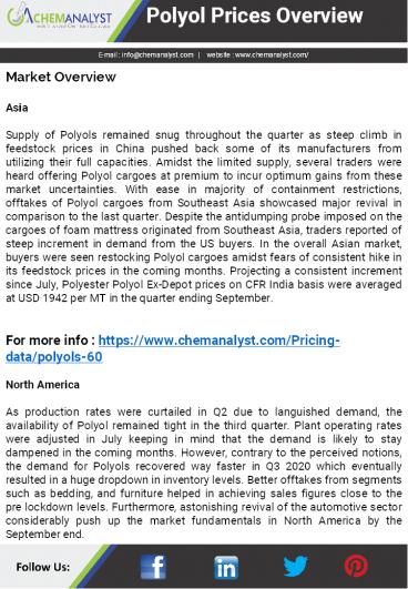 Polyol Price, News, Demand and Supply | ChemAnalyst