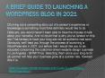 A brief Guide To Launching A WordPress Blog In 2021 PowerPoint PPT Presentation