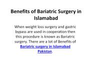 Benefits of Bariatric Surgery in Islamabad