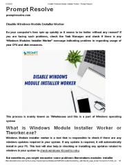 Disable Windows Module Installer Worker