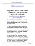 High-Risk Merchant Account Solutions PowerPoint PPT Presentation
