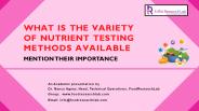 Various Methods for Nutrient Analysis – FoodResearchLab