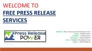 Free Press Release Distribution Services