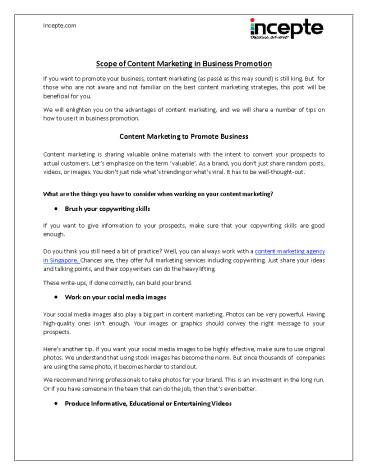Scope of Content Marketing in Business Promotion