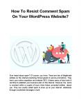 How To Resist Comment Spam On Your WordPress Website? PowerPoint PPT Presentation