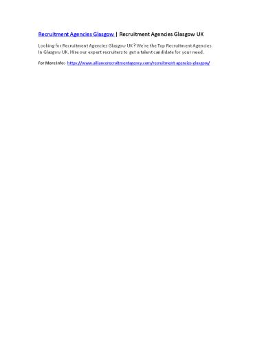 Recruitment Agencies Glasgow | Recruitment Agencies Glasgow UK